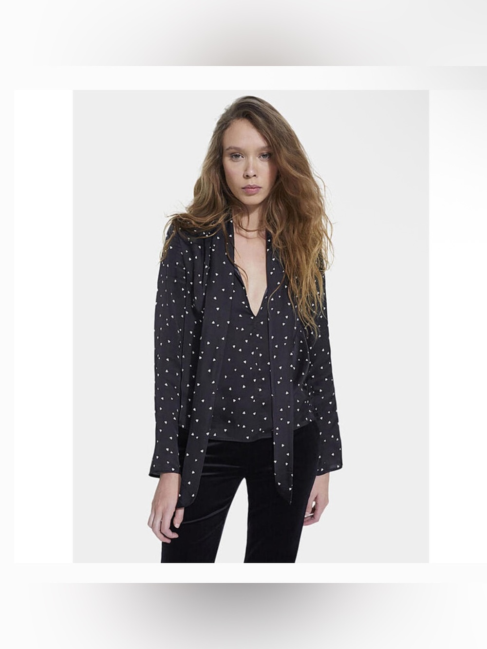 THE KOOPLES Heart Print Neck Tie Blouse Sz FR 3